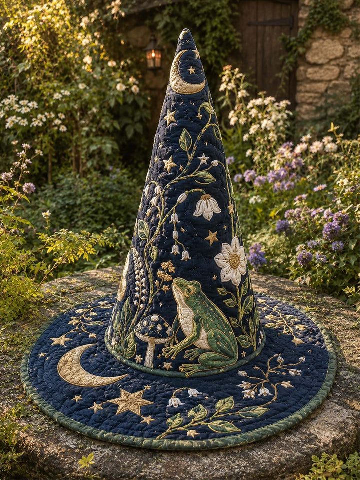 Enchanted Moon Garden Handcrafted Quilted Witch Hat