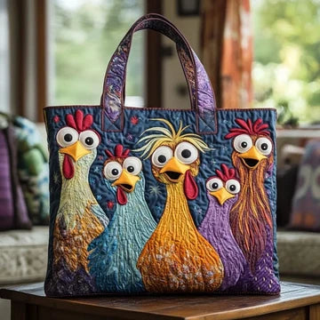 Colorful Chicken Print Women's Bag – Available in Two Sizes