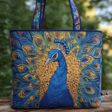 Spacious and Lightweight Quilted Peacock Tote