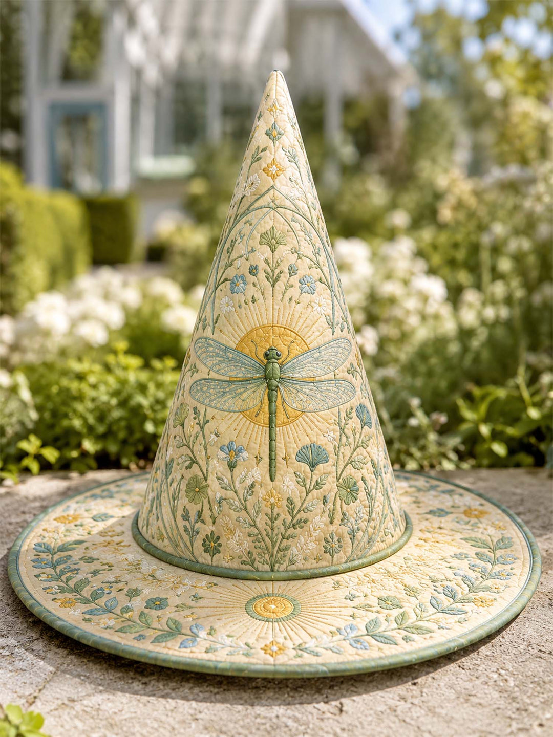 Dragonfly Garden Vintage Fairy Handcrafted Quilted Witch Hat