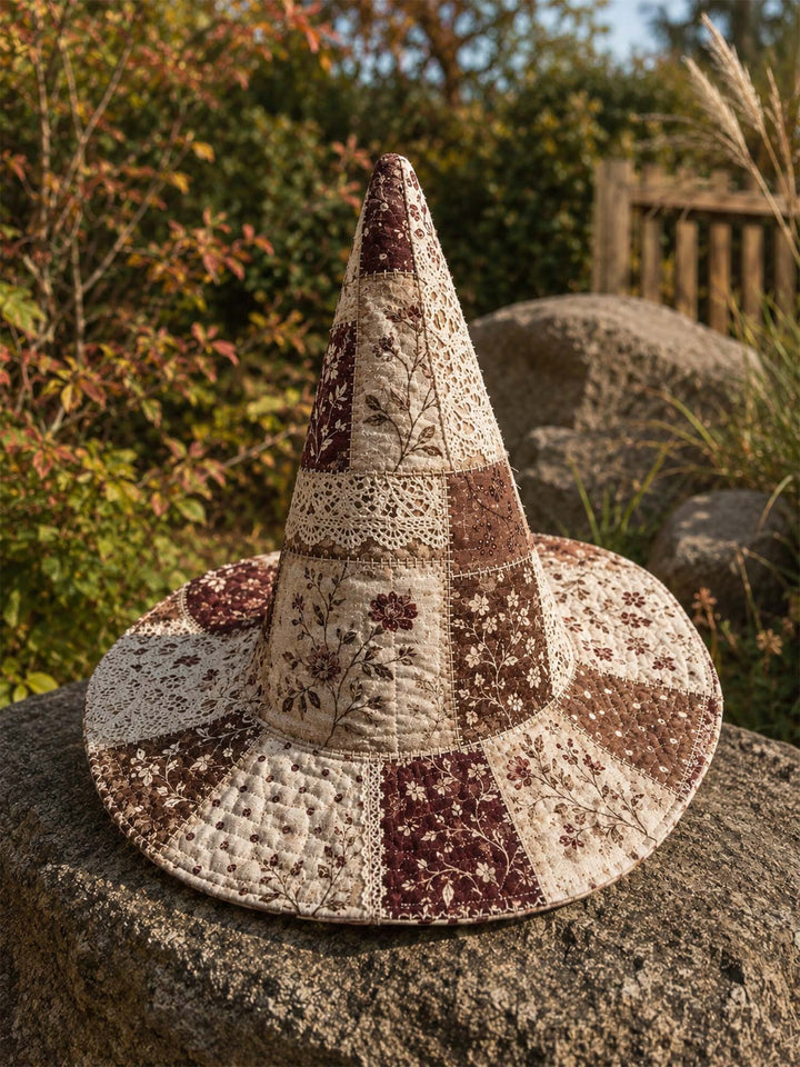 Vintage Floral Patchwork Handcrafted Quilted Witch Hat