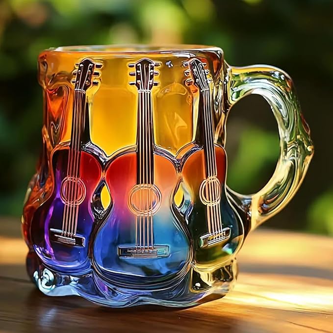 Handcrafted Mug Featuring 3D Guitar Design