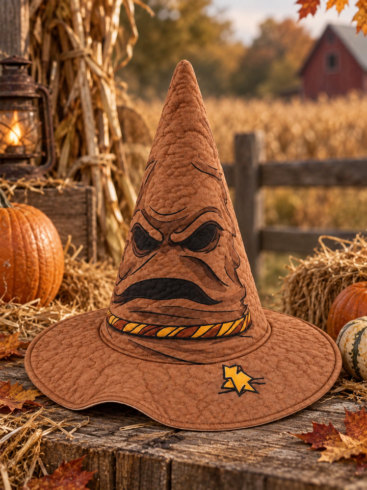 Grumpy Enchanted Wizard Gothic Handcrafted Quilted Witch Hat