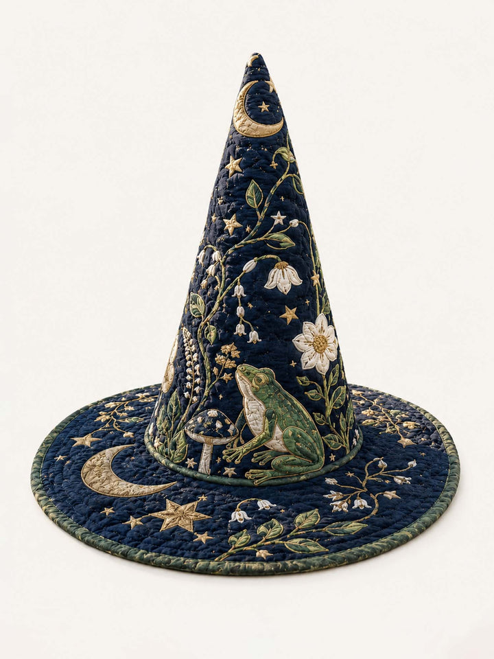 Enchanted Moon Garden Handcrafted Quilted Witch Hat