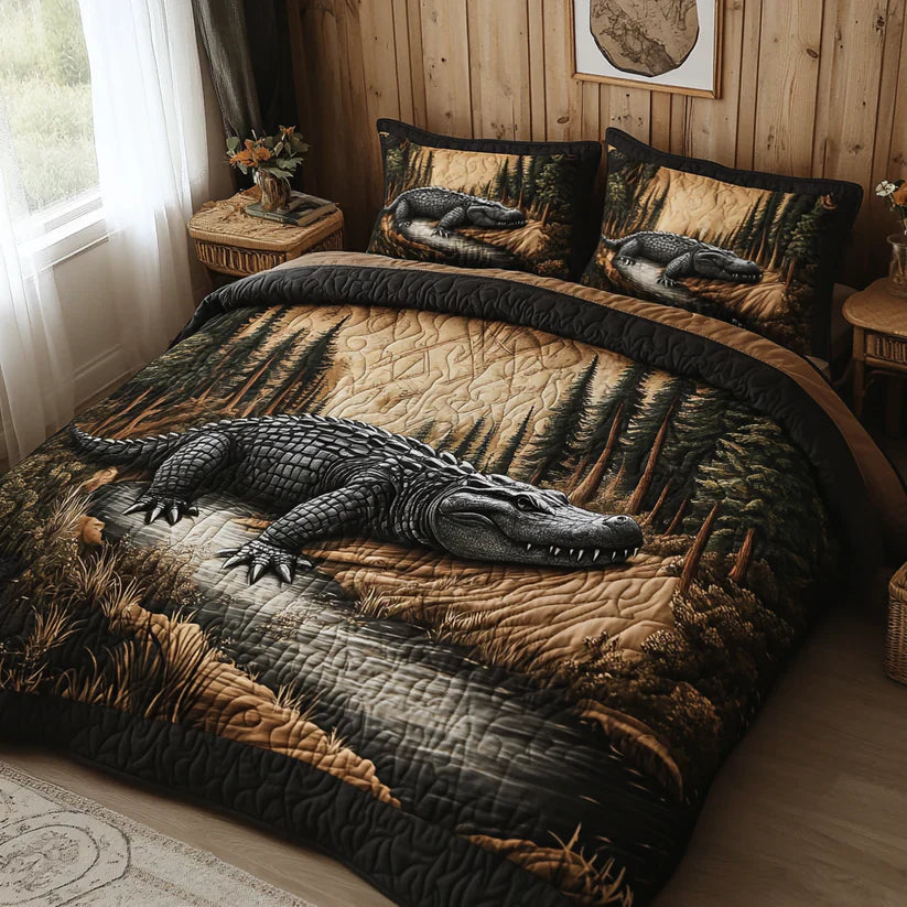 3-Piece Quilted Bed Set - Woodland Creatures