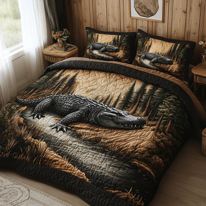 3-Piece Quilted Bed Set - Woodland Creatures