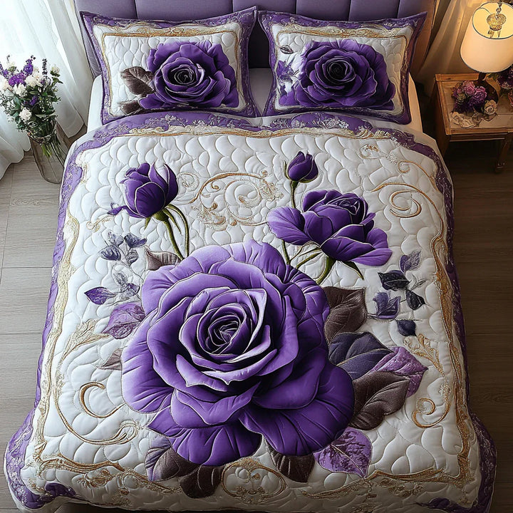 Violet Rose 3-Piece Quilted Bed Set
