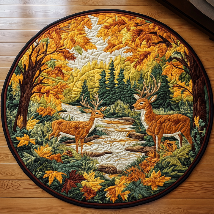 Majestic Antlered Quilted Round Mat - NCU0DK1102