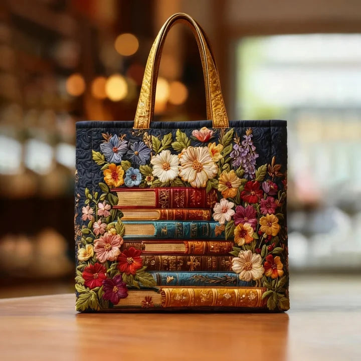 Floral Print Quilted Bag – Perfect for Book Lovers