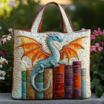 Quilted Dragon Book Protector Bag – Perfect for Book Enthusiasts