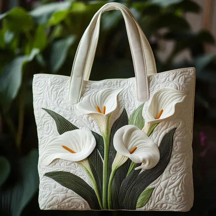 Chic White Lily Women's Handbag – Roomy and Lightweight