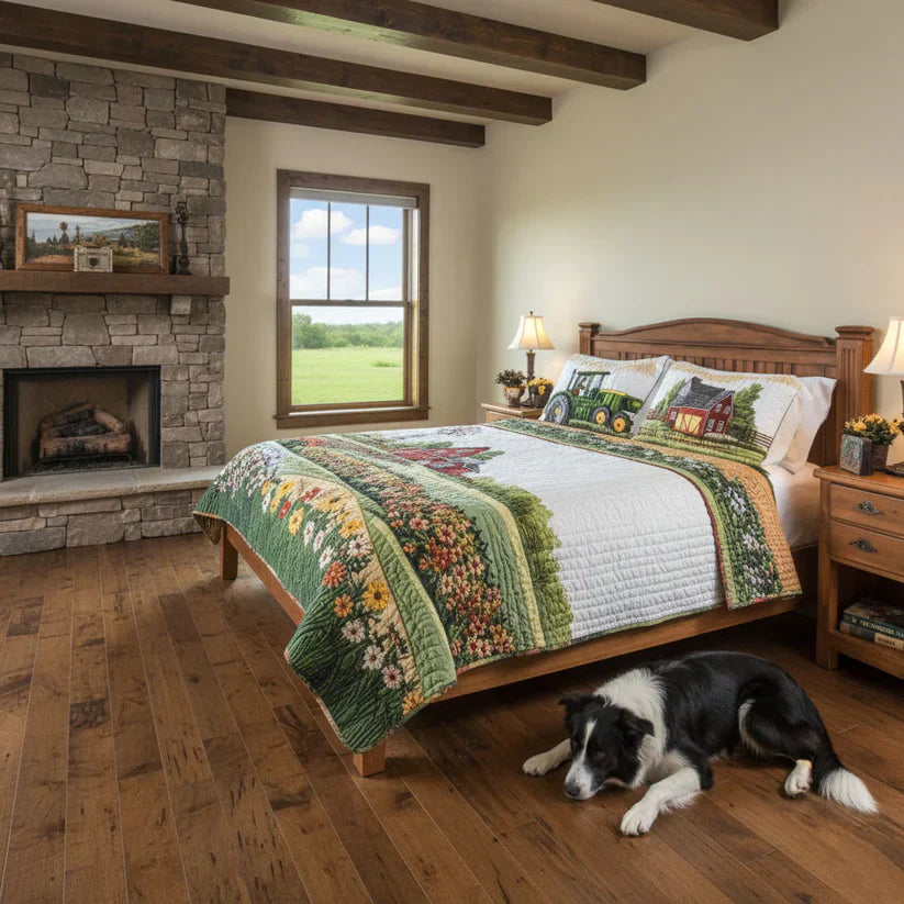 3-Piece Happy Farm Quilted Bedding Set