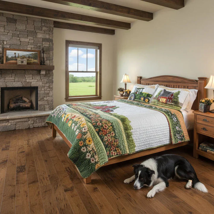 3-Piece Happy Farm Quilted Bedding Set