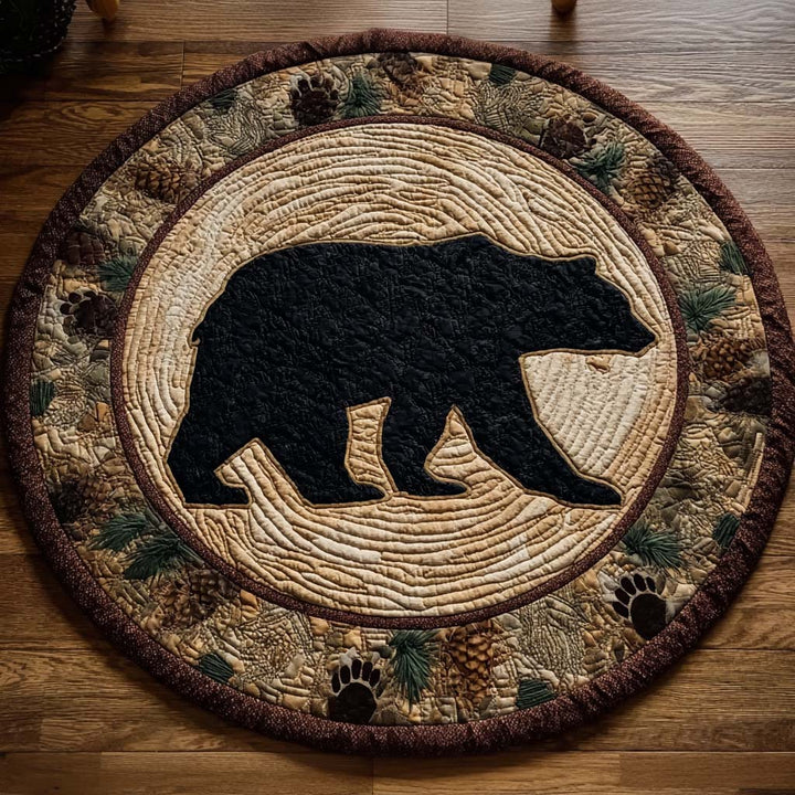 Quilted Round Mat with Bear Silhouette - NCU0NNT2093