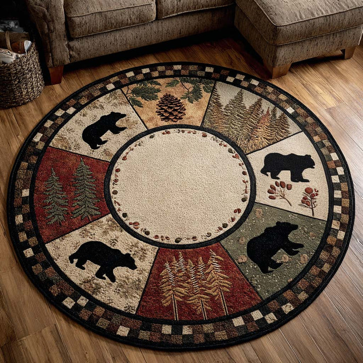 Quilted Round Mat - Bear Woods Design NCU0NNT1794