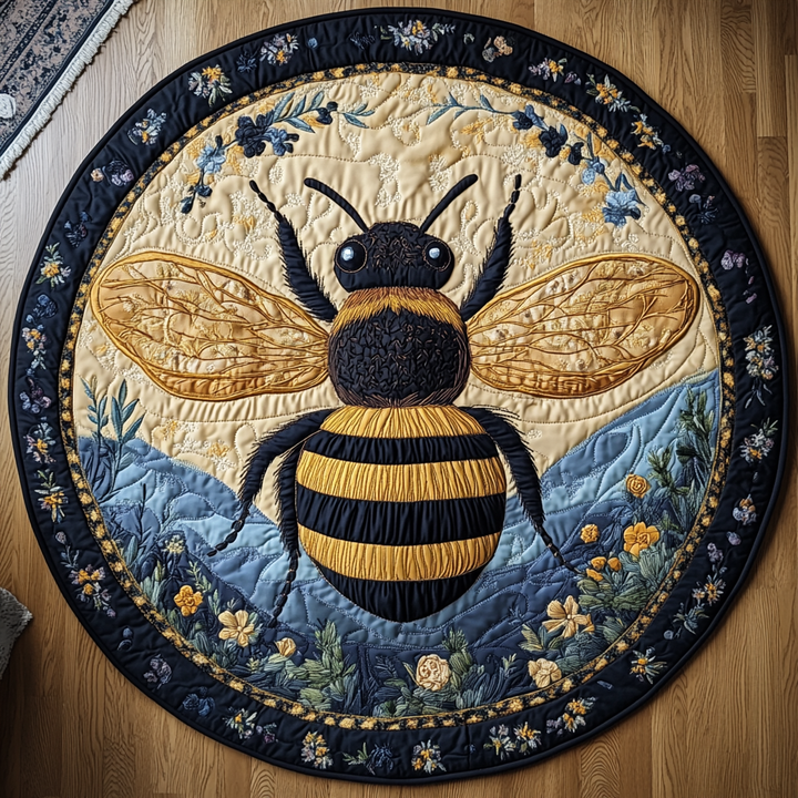 Bee Blossom Bliss Round Quilted Mat - NCU0DK1206