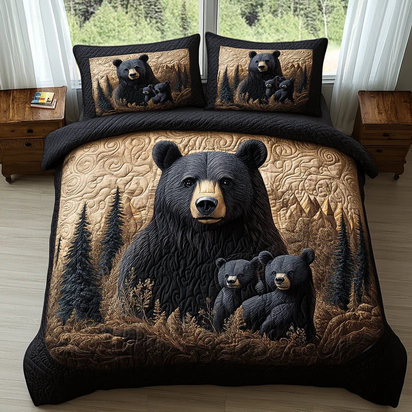 3-Piece Quilted Bed Set - Woodland Creatures