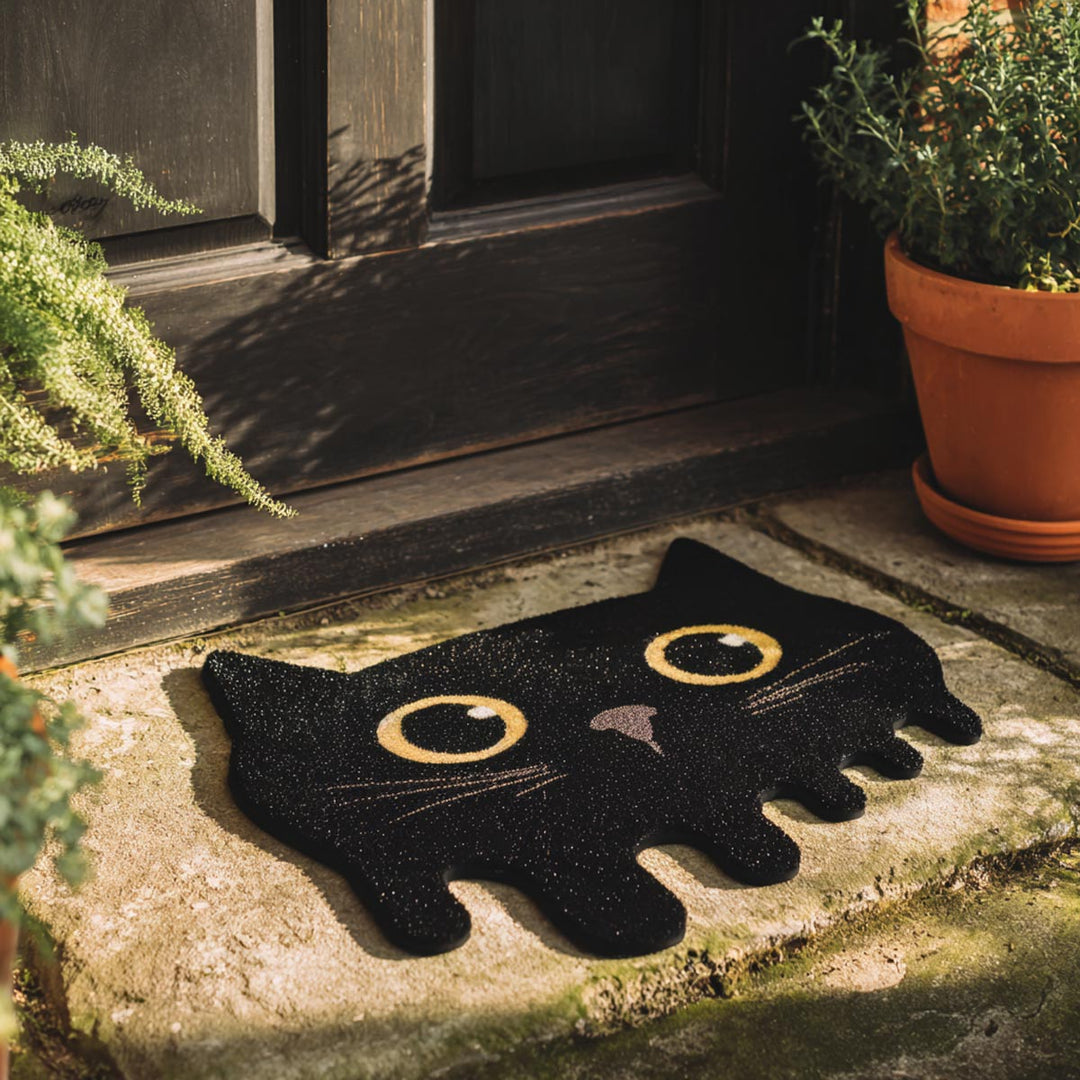 Custom Shaped Doormat with Black Whiskers Design - NCU0DV2102