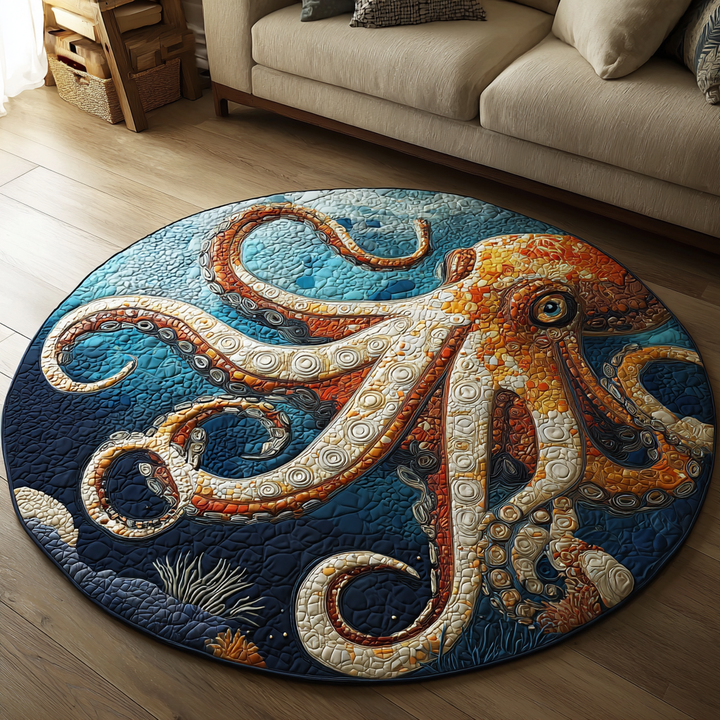 Bluewave Octopus Round Area Rug - Model NCU0DK10858