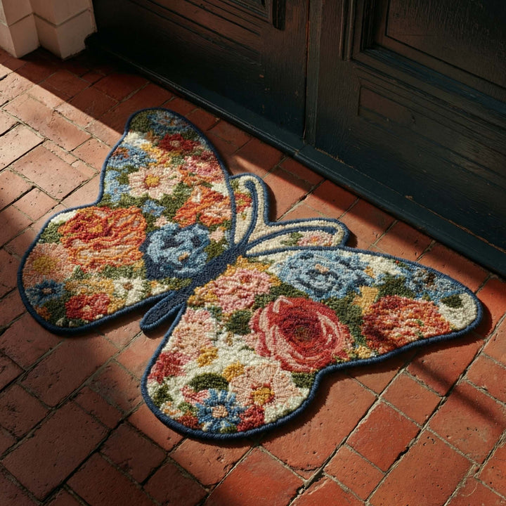 Custom Shaped Doormat - Butterfly Summer Bloom Design