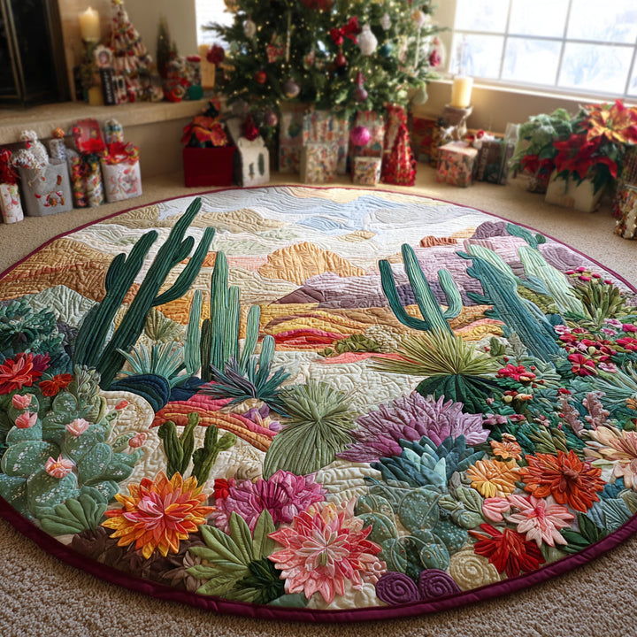 Cactus Blossom Quilted Round Mat - Model NCU0DV1373