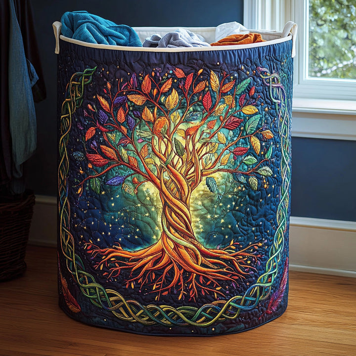 Handcrafted Laundry Basket with Tree of Life Design