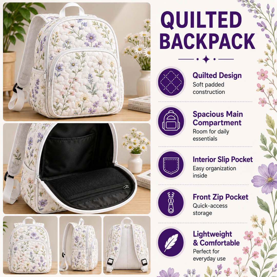 Personalized Quilted Backpack featuring Golden Retriever and Starry Night Design - LV15