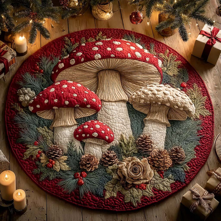 Quilted Round Christmas Mushroom Mat - NCU0DQQ077