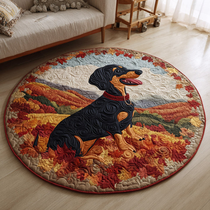 Quilted Round Mat Featuring Classic Dachshund Design - NCU0HNH1184