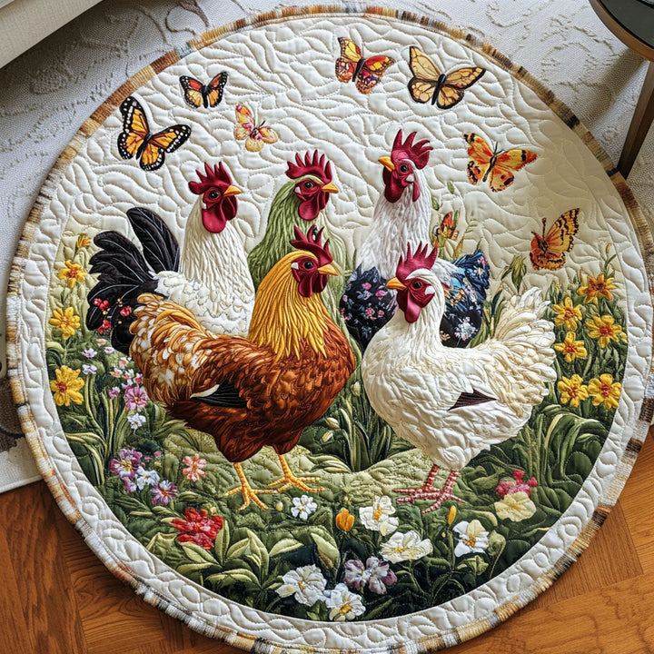 Cluck Blossom Quilted Round Mat - Model NCU0PT1080