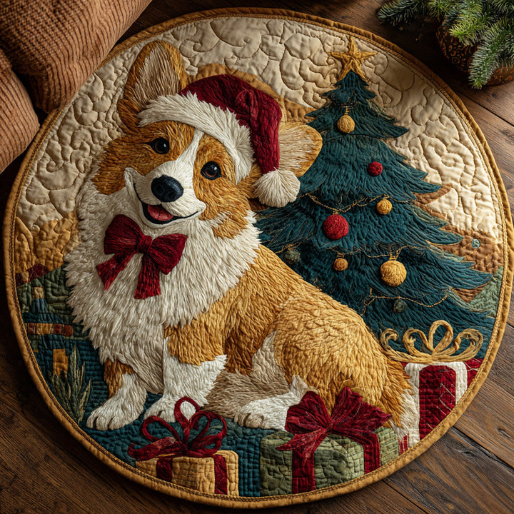 Corgi-Themed Quilted Round Mat - NCU0LDH070