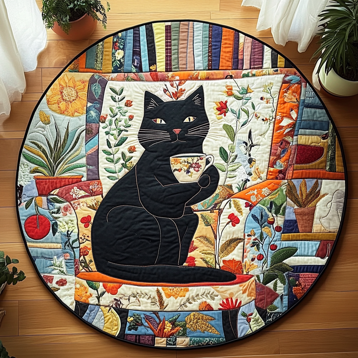 Quilted Round Mat for Cats - Cozy Corner Design NCU0PD863