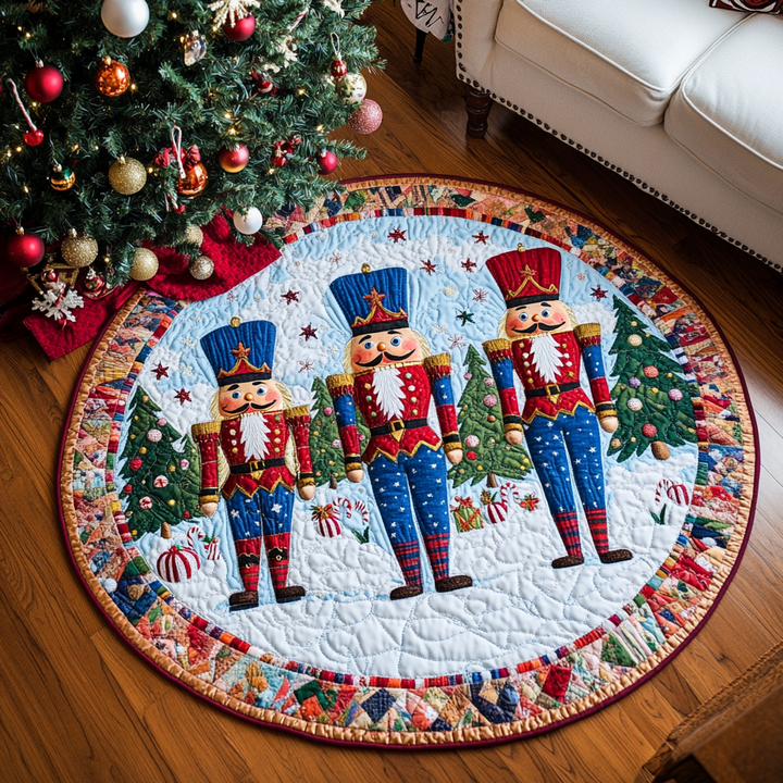 Warm & Festive Quilted Round Christmas Mat - NCU0PD850