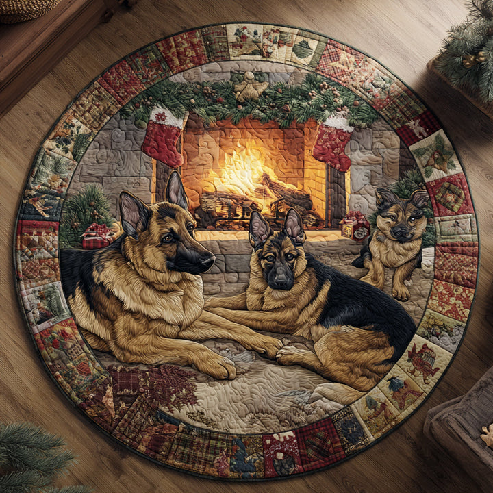 Warm and Inviting Quilted Round Mat for German Shepherds - NCU0DV1104