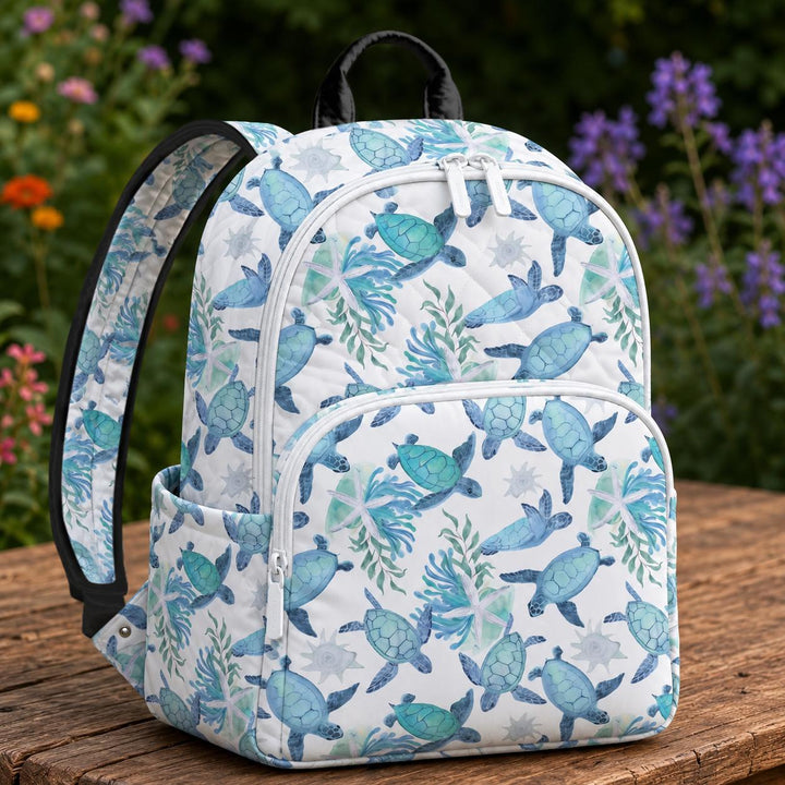 LD11 Ocean Turtle Watercolor Quilted Backpack