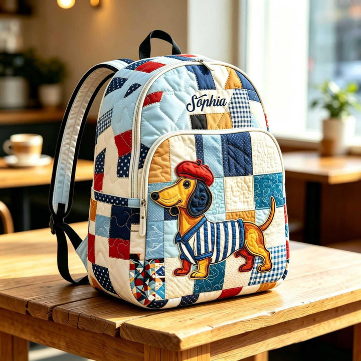 Adorable Personalized Quilted Dachshund Backpack TG47