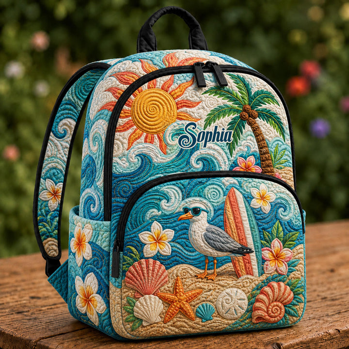 Customizable Summer Seagull Quilted Backpack TP09