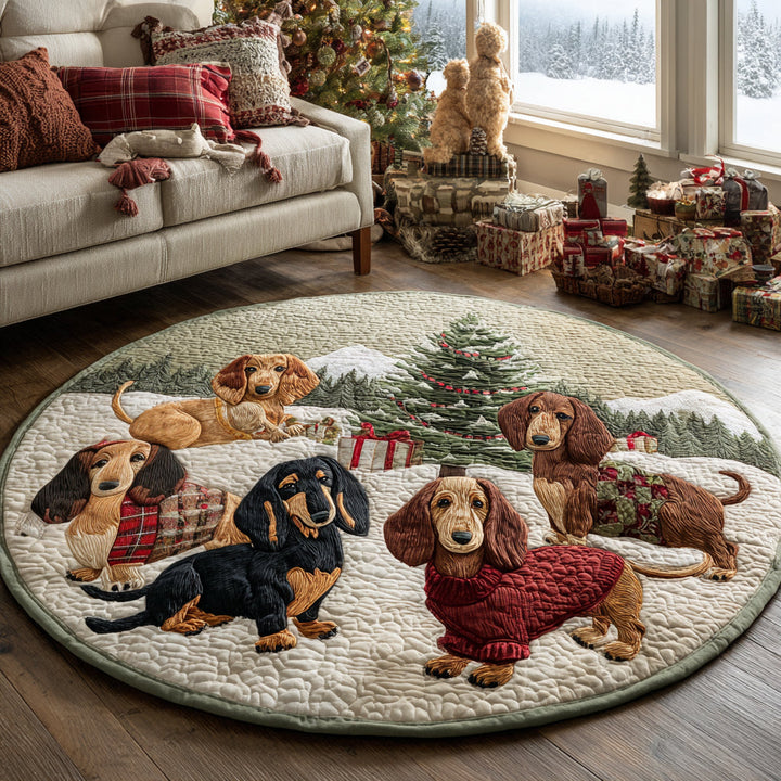 Dachshund Cheer Quilted Round Mat - Model NCU0DV1253