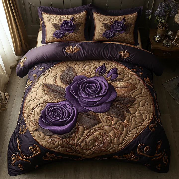 Violet Rose 3-Piece Quilted Bed Set