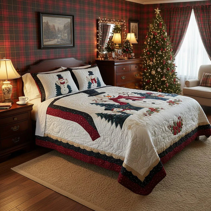 3-Piece Quilted Bed Set - Snow Friends Design