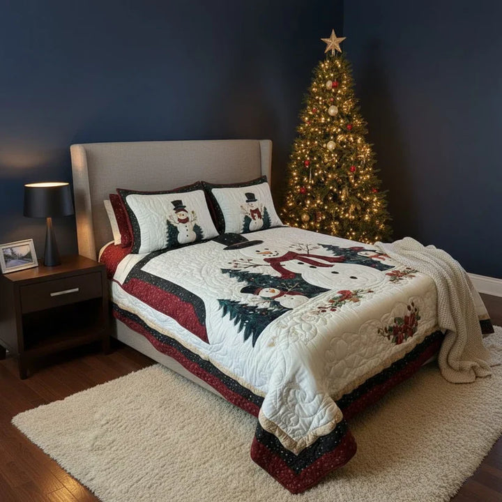 3-Piece Quilted Bed Set - Snow Friends Design