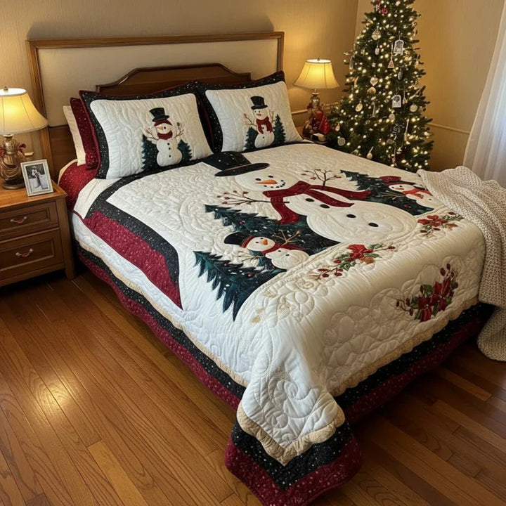 3-Piece Quilted Bed Set - Snow Friends Design