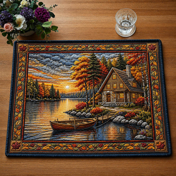 Autumn Lakeside Cabin Quilted Placemat GFTOLAN1044