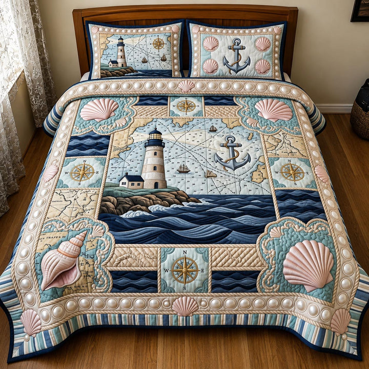 Sea Escape 3-Piece Quilted Bedspread Set