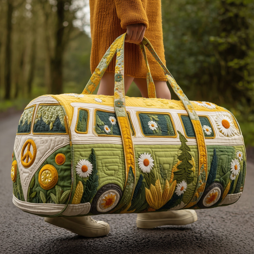 Quilted Duffle Bag with Hippie Van Design - GFTOMA3629