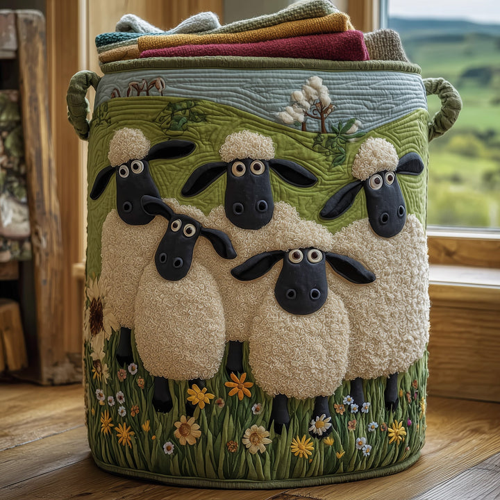 Quilted Laundry Basket - Sheep Heaven Design