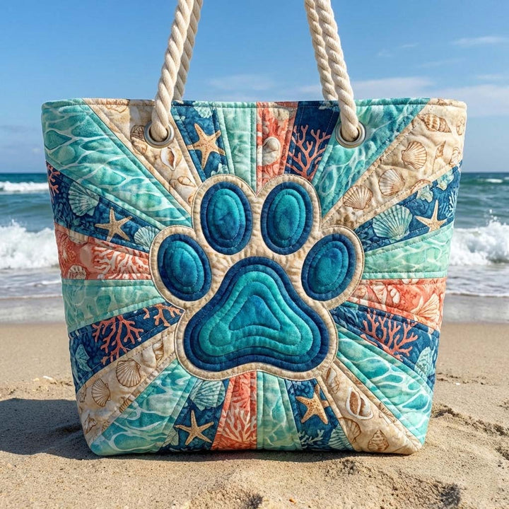 Artisan Beach Tote with Footprint Design