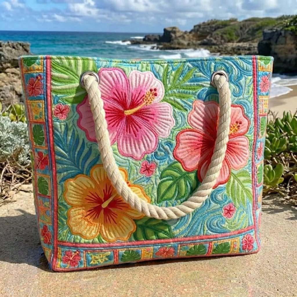 Tropical Floral Handmade Beach Bag