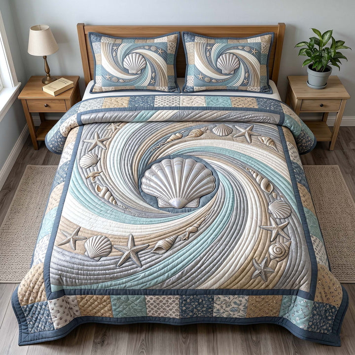 Coastal Whisper 3-Piece Quilted Bedding Set