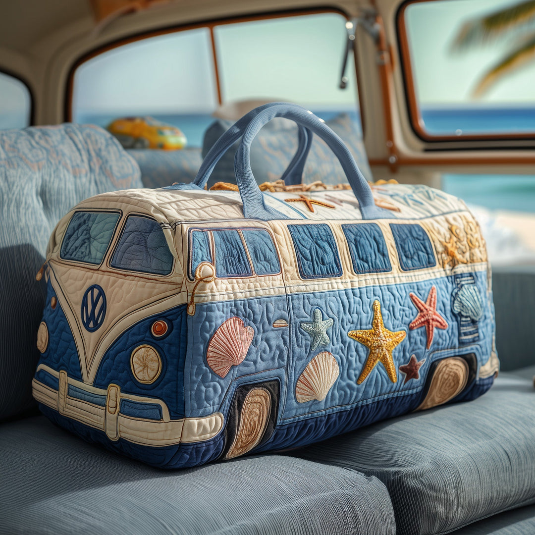 Hippie Van Beach-Themed Quilted Duffle Bag - Model GFTOYC39
